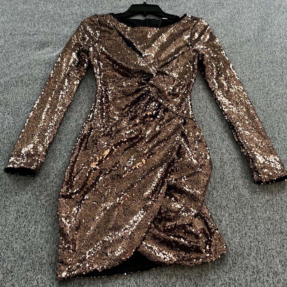 Copper Sequence, Long Sleeve Dress - Medium